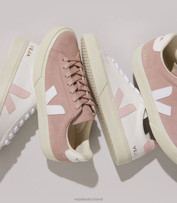 Schuhe VHJD226 Frauen Veja Campo chromfreies Leder, weißes Blütenblatt
