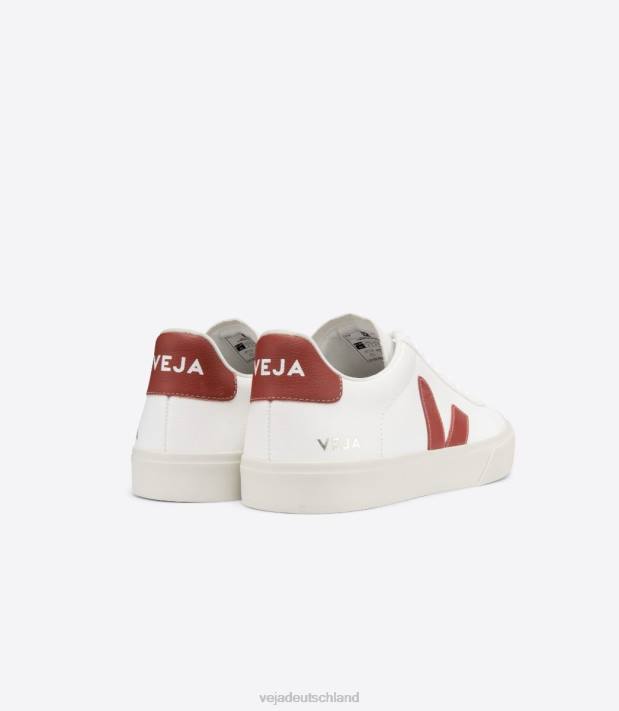 Schuhe VHJD227 Frauen Veja Campo chromfreies Leder, weißes Rouille