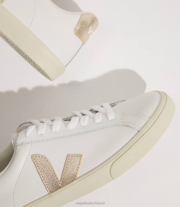 Schuhe VHJD241 Frauen Veja Esplar-Leder, weiße Platine