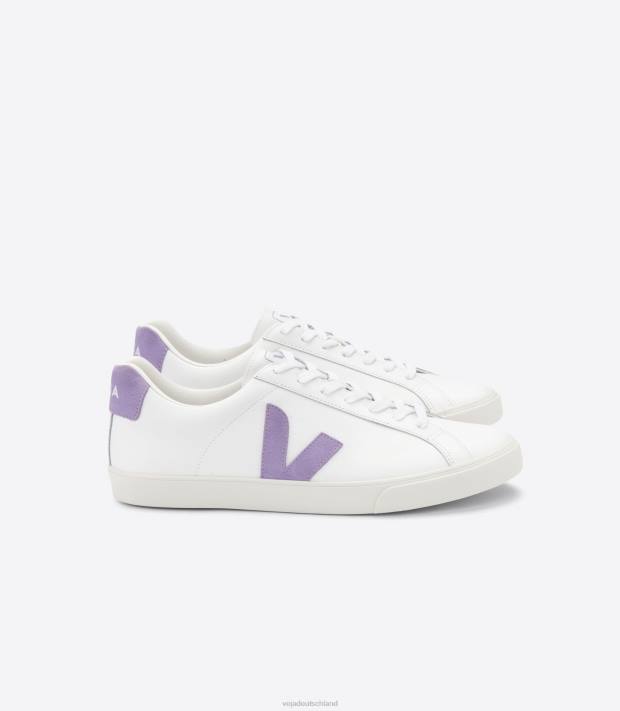 Schuhe VHJD242 Frauen Veja Esplar-Leder, extraweiß, Lavande