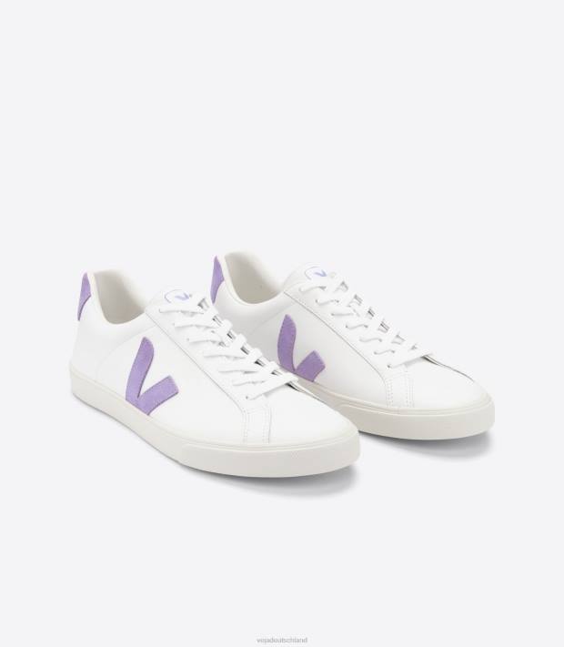 Schuhe VHJD242 Frauen Veja Esplar-Leder, extraweiß, Lavande