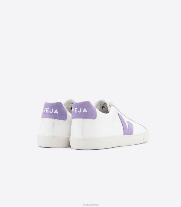 Schuhe VHJD242 Frauen Veja Esplar-Leder, extraweiß, Lavande