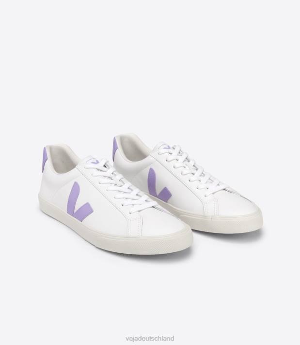 Schuhe VHJD243 Frauen Veja Esplar-Leder, weiße Lavande