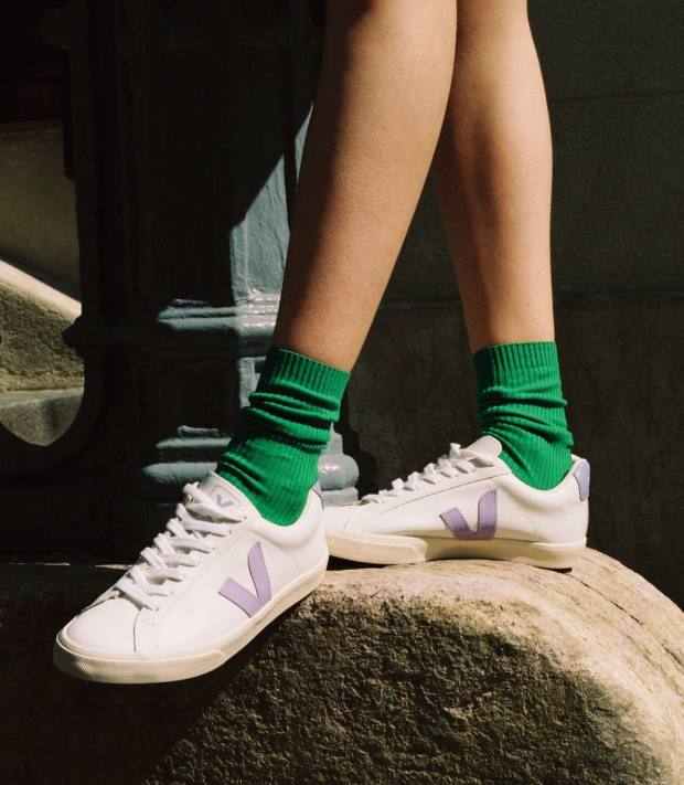 Schuhe VHJD243 Frauen Veja Esplar-Leder, weiße Lavande