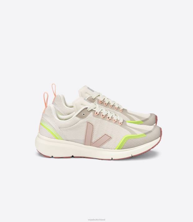 Schuhe VHJD270 Frauen Veja Condor 2 Alveomesh, natürliches Baby, gelbes Fluo