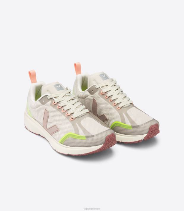 Schuhe VHJD270 Frauen Veja Condor 2 Alveomesh, natürliches Baby, gelbes Fluo