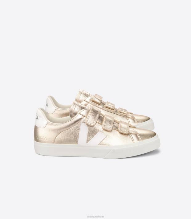 Schuhe VHJD245 Frauen Veja Recife chromfreies Leder Platin weiß