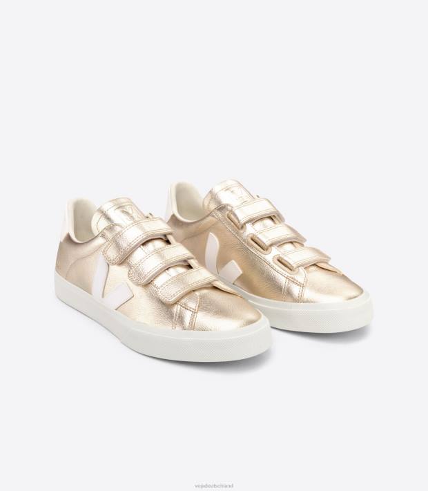 Schuhe VHJD245 Frauen Veja Recife chromfreies Leder Platin weiß