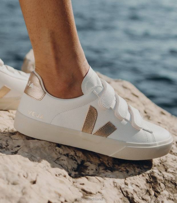 Schuhe VHJD246 Frauen Veja Recife chromfreies Leder weiß Platin