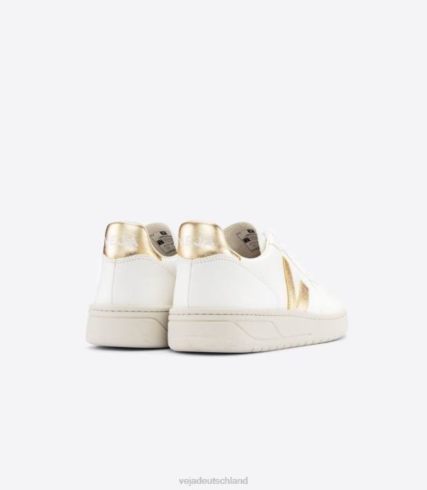 Schuhe VHJD233 Frauen Veja v-10 chromfreies Leder weiß Platin