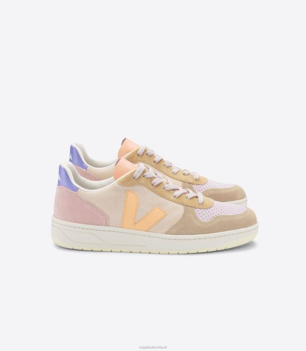 Schuhe VHJD234 Frauen Veja V-10 Wildleder Multico-Pfirsich