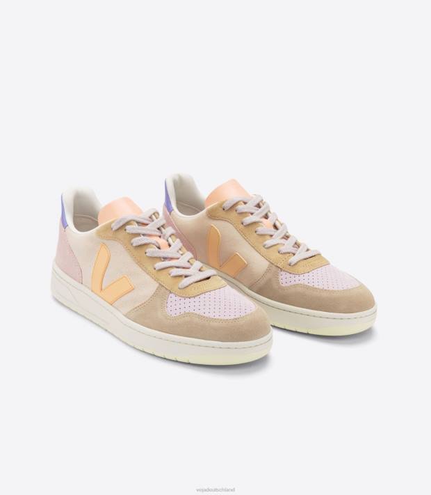 Schuhe VHJD234 Frauen Veja V-10 Wildleder Multico-Pfirsich