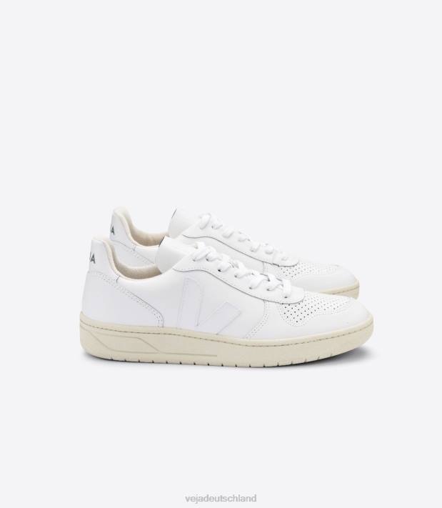 Schuhe VHJD237 Frauen Veja V-10 Leder weiß