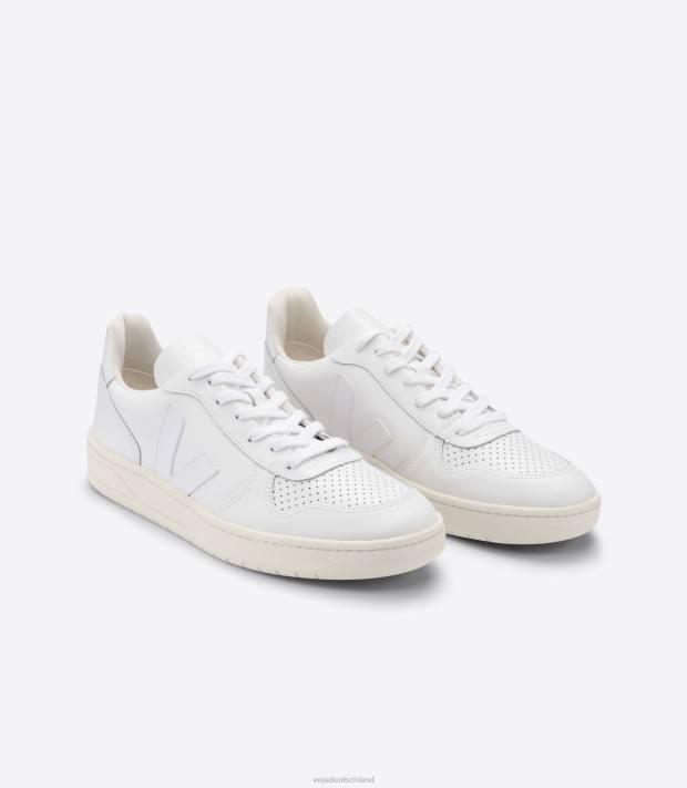 Schuhe VHJD237 Frauen Veja V-10 Leder weiß