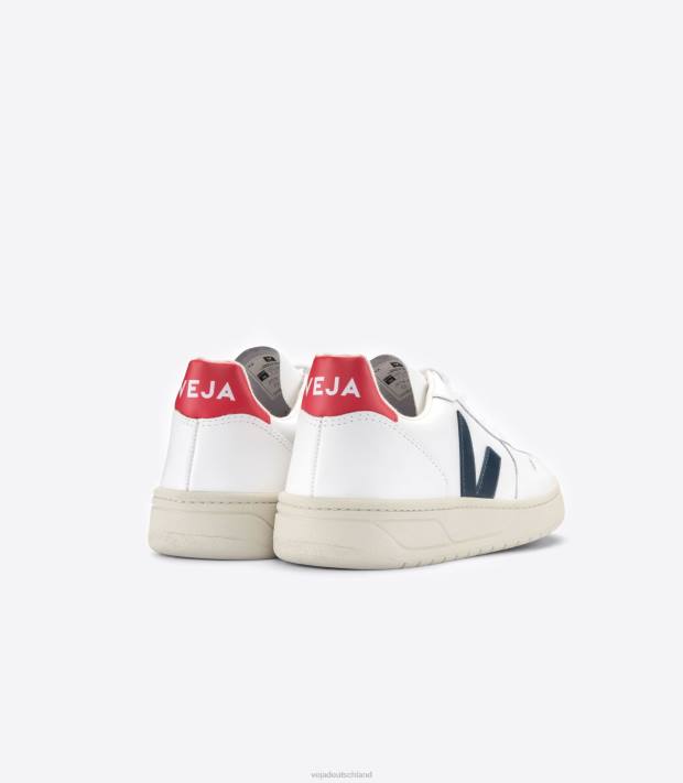 Schuhe VHJD238 Frauen Veja V-10 Leder weiß Nautico Pekin