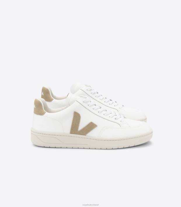 Schuhe VHJD230 Frauen Veja V-12-Leder, weiße Düne