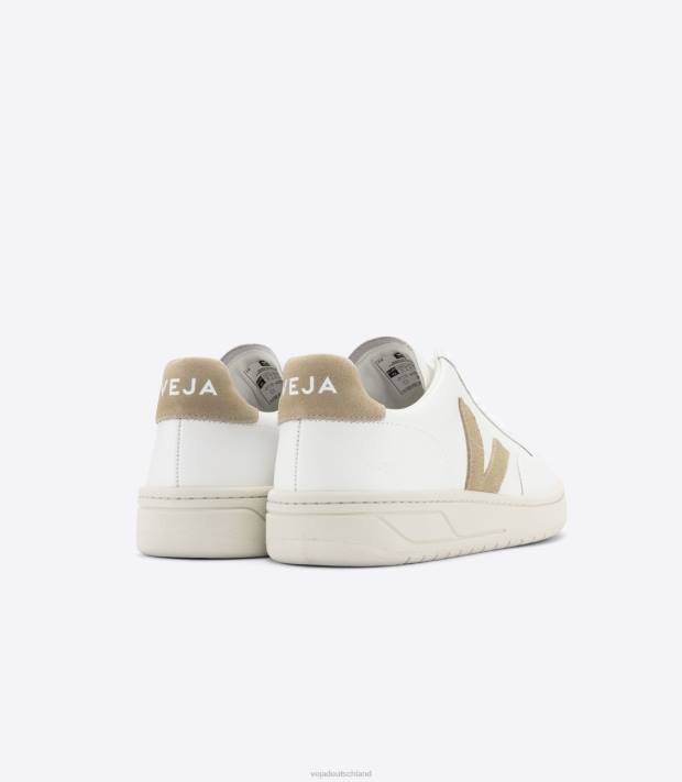 Schuhe VHJD230 Frauen Veja V-12-Leder, weiße Düne