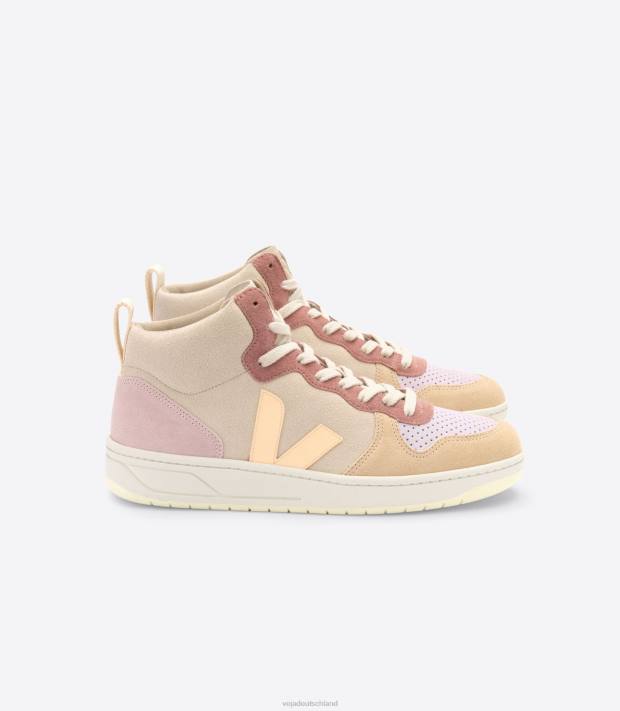 Schuhe VHJD239 Frauen Veja V-15 Wildleder Multico-Pfirsich