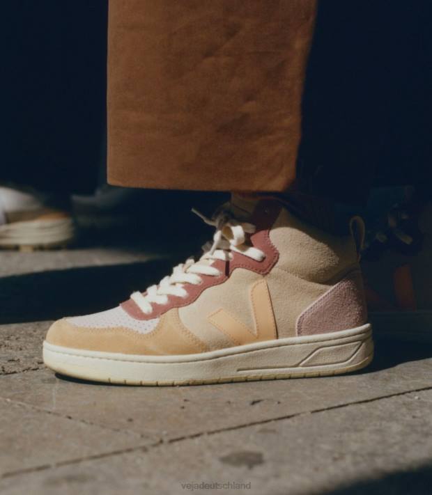 Schuhe VHJD239 Frauen Veja V-15 Wildleder Multico-Pfirsich