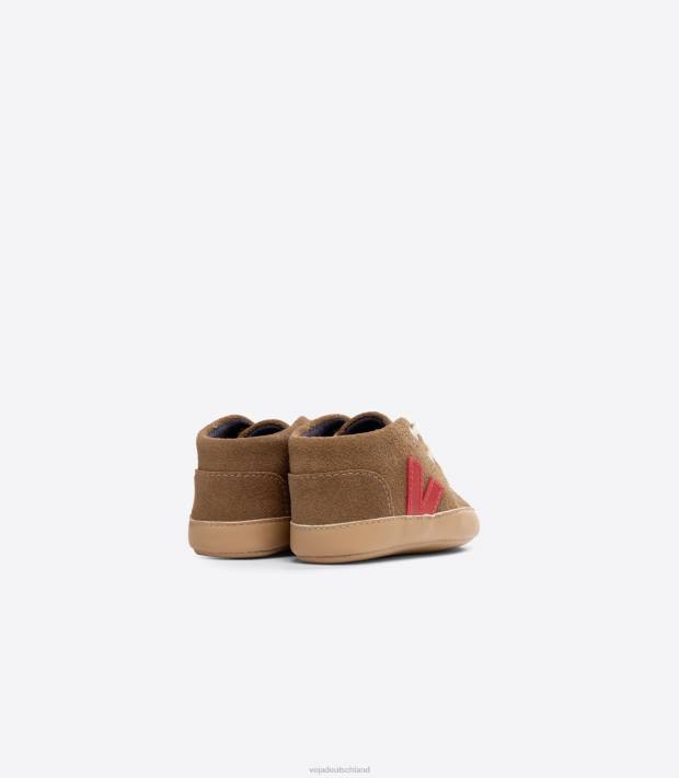 Schuhe VHJD406 Kinder Veja Baby-Wildleder, braunes Peking