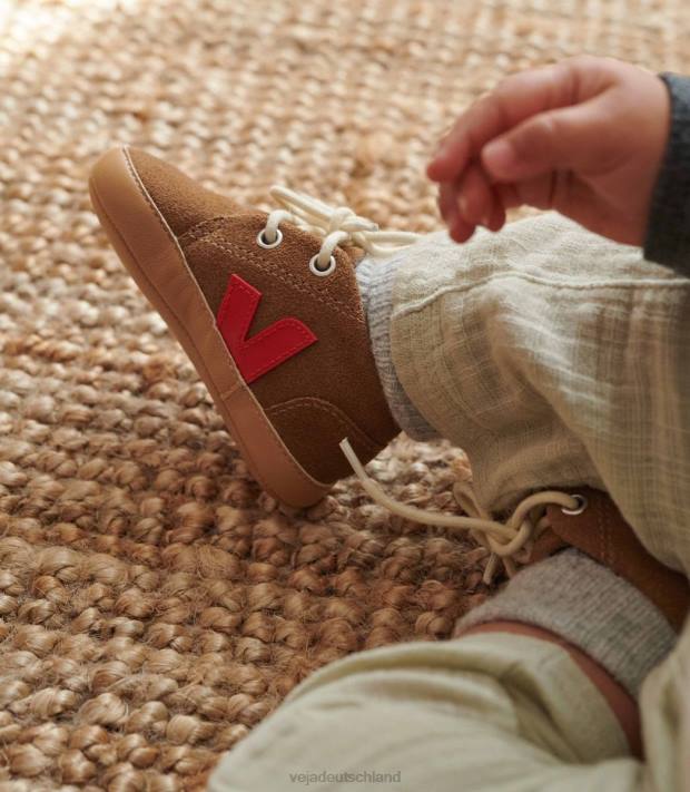 Schuhe VHJD406 Kinder Veja Baby-Wildleder, braunes Peking