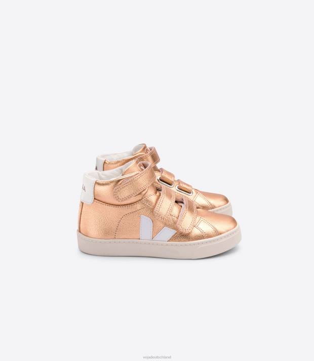 Schuhe VHJD314 Kinder Veja Esplar Mid Chromfreies Leder Venusweiß