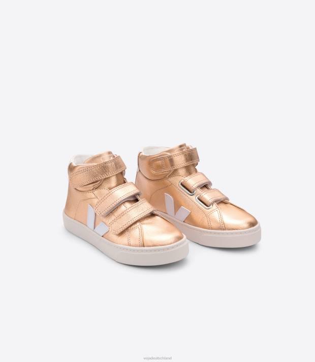 Schuhe VHJD314 Kinder Veja Esplar Mid Chromfreies Leder Venusweiß