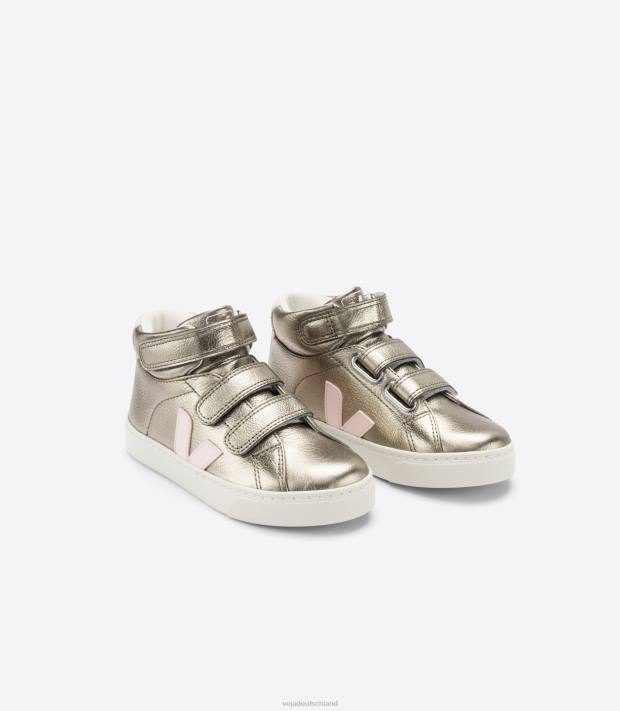 Schuhe VHJD315 Kinder Veja Esplar Mid Chromfreies Leder Bronze Petale