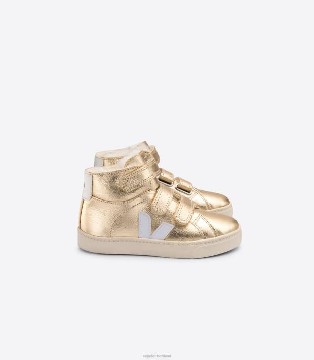 Schuhe VHJD317 Kinder Veja Esplar mittelfellleder platine weiß