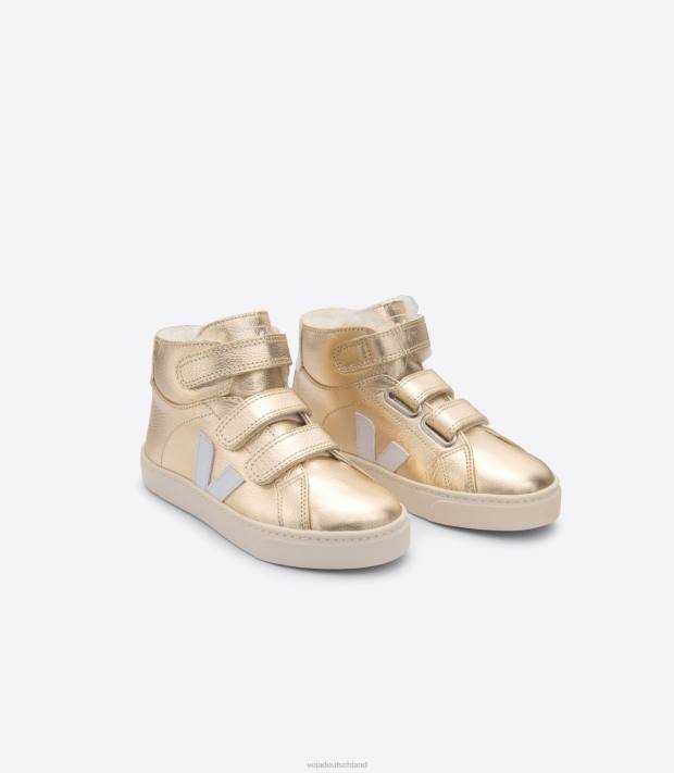 Schuhe VHJD317 Kinder Veja Esplar mittelfellleder platine weiß