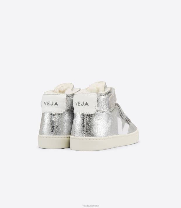 Schuhe VHJD318 Kinder Veja Esplar Mid Fured Silberweiß