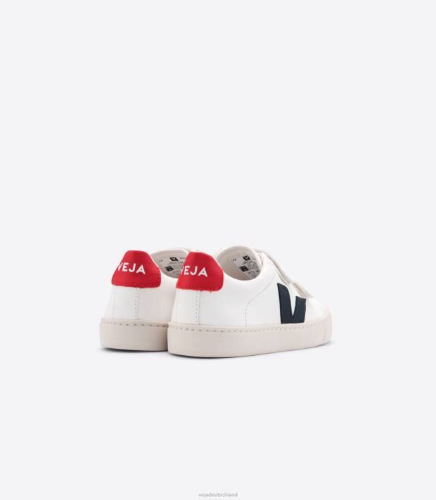 Schuhe VHJD321 Kinder Veja Esplar chromfreies Leder weiß Nautico Pekin