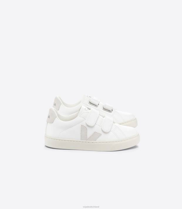 Schuhe VHJD324 Kinder Veja Esplar chromfreies Leder weiß natur