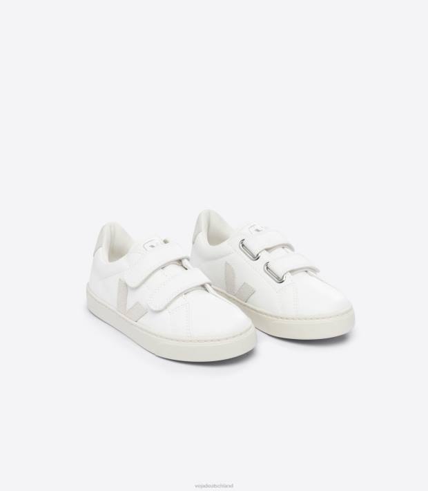Schuhe VHJD324 Kinder Veja Esplar chromfreies Leder weiß natur