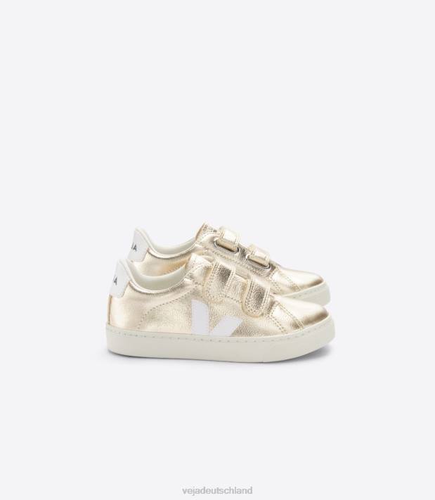 Schuhe VHJD327 Kinder Veja Esplar chromfreies Leder Platin weiß