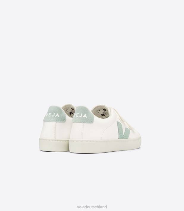 Schuhe VHJD329 Kinder Veja Esplar chromfreies Leder, weißes Matcha