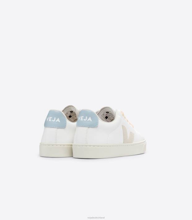 Schuhe VHJD332 Kinder Veja Esplar-Schnürsenkel, chromfreies Leder, weißer Zobelstahl