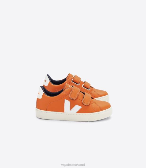Schuhe VHJD333 Kinder Veja Esplar chromfreies Leder Kürbisweiß