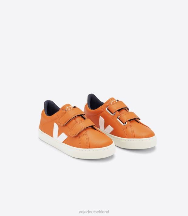Schuhe VHJD333 Kinder Veja Esplar chromfreies Leder Kürbisweiß