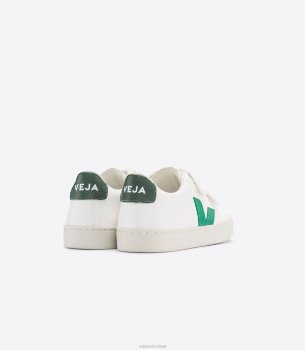 Schuhe VHJD337 Kinder Veja Esplar Chromfreies Leder Weiß Smaragd Zypern