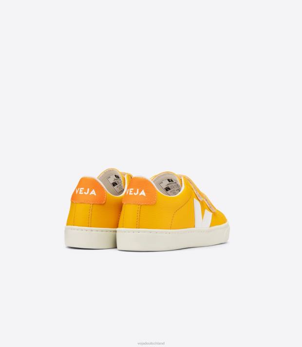 Schuhe VHJD338 Kinder Veja Esplar chromfreies Leder Ouro weiß