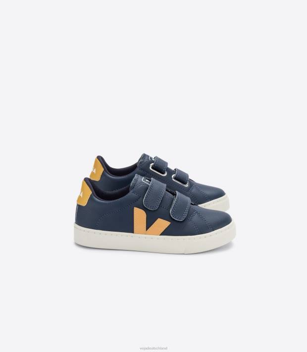 Schuhe VHJD339 Kinder Veja Esplar chromfreies Leder Nautico Moutarde