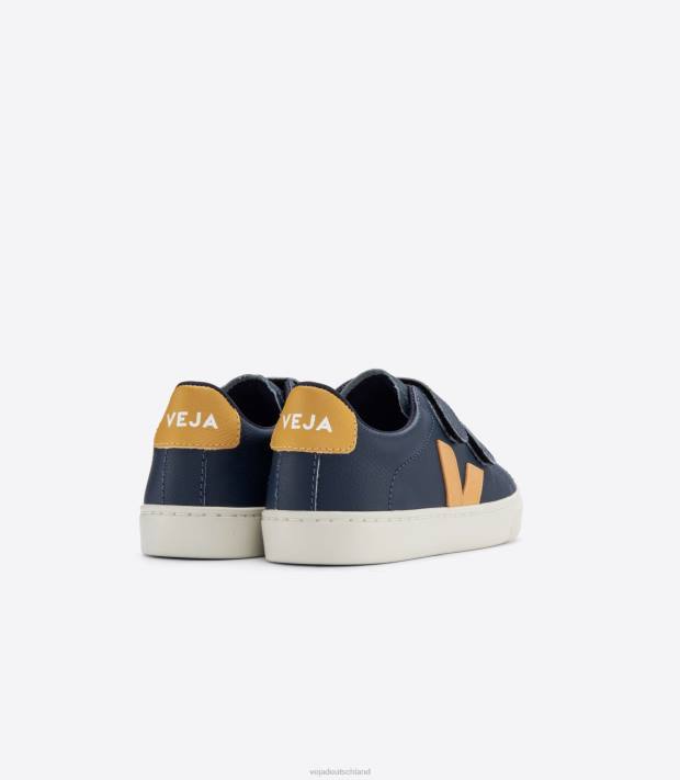Schuhe VHJD339 Kinder Veja Esplar chromfreies Leder Nautico Moutarde