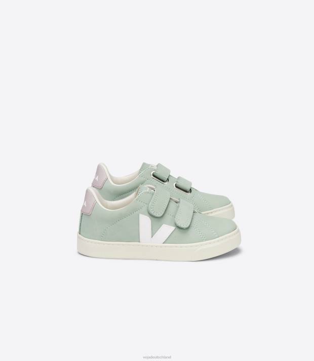 Schuhe VHJD340 Kinder Veja Esplar-Nubuk-Matcha-Weiß