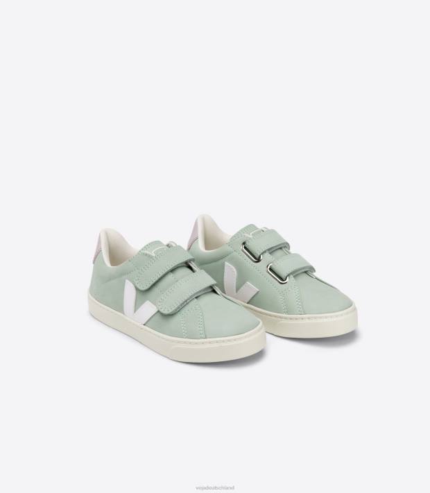 Schuhe VHJD340 Kinder Veja Esplar-Nubuk-Matcha-Weiß