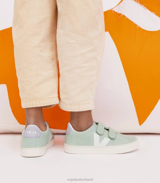 Schuhe VHJD340 Kinder Veja Esplar-Nubuk-Matcha-Weiß