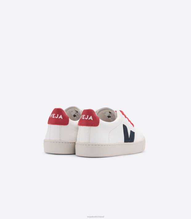 Schuhe VHJD342 Kinder Veja Esplar-Schnürsenkel, chromfreies Leder, weiß, Nautico, Peking