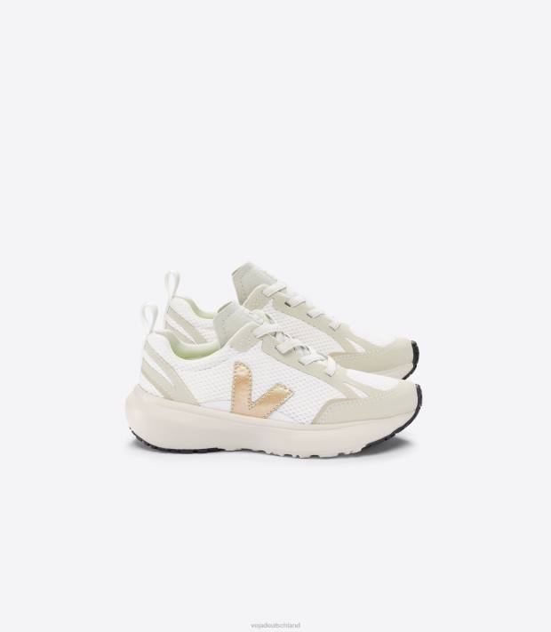 Schuhe VHJD378 Kinder Veja Kanarische elastische Schnürsenkel, Alveomesh, weiße Platine