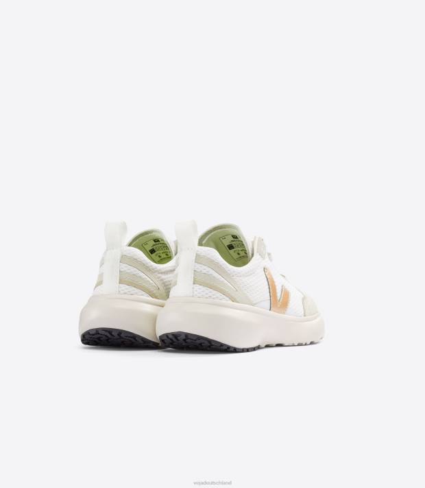 Schuhe VHJD378 Kinder Veja Kanarische elastische Schnürsenkel, Alveomesh, weiße Platine