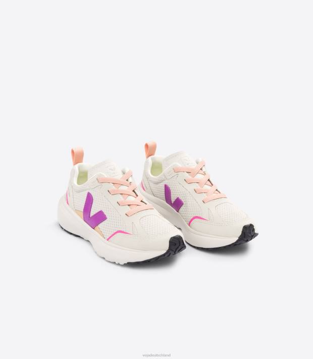 Schuhe VHJD379 Kinder Veja Kanarische elastische Schnürsenkel, Alveomesh, natürlicher Lotus
